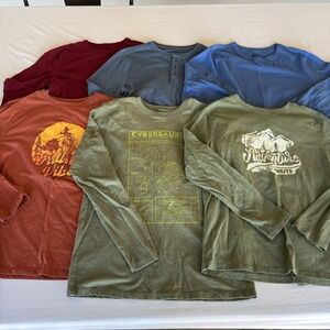 Lot of 6 Boys Long Sleeve Shirts Size Large Cat & Jack Wonder Nation